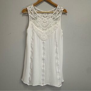Altar'd State White Crochet Lace Sleeveless Tunic Dress